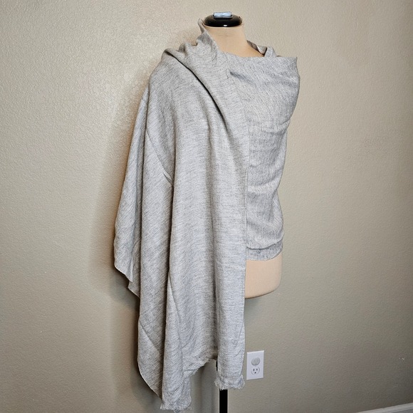 Bajra Accessories - Bajra 100% Cashmere  Handmade Nepal Wrap Shawl Heather Grey Fringe Scarf